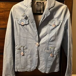 Women’s DNA Light Blue Leather Jacket